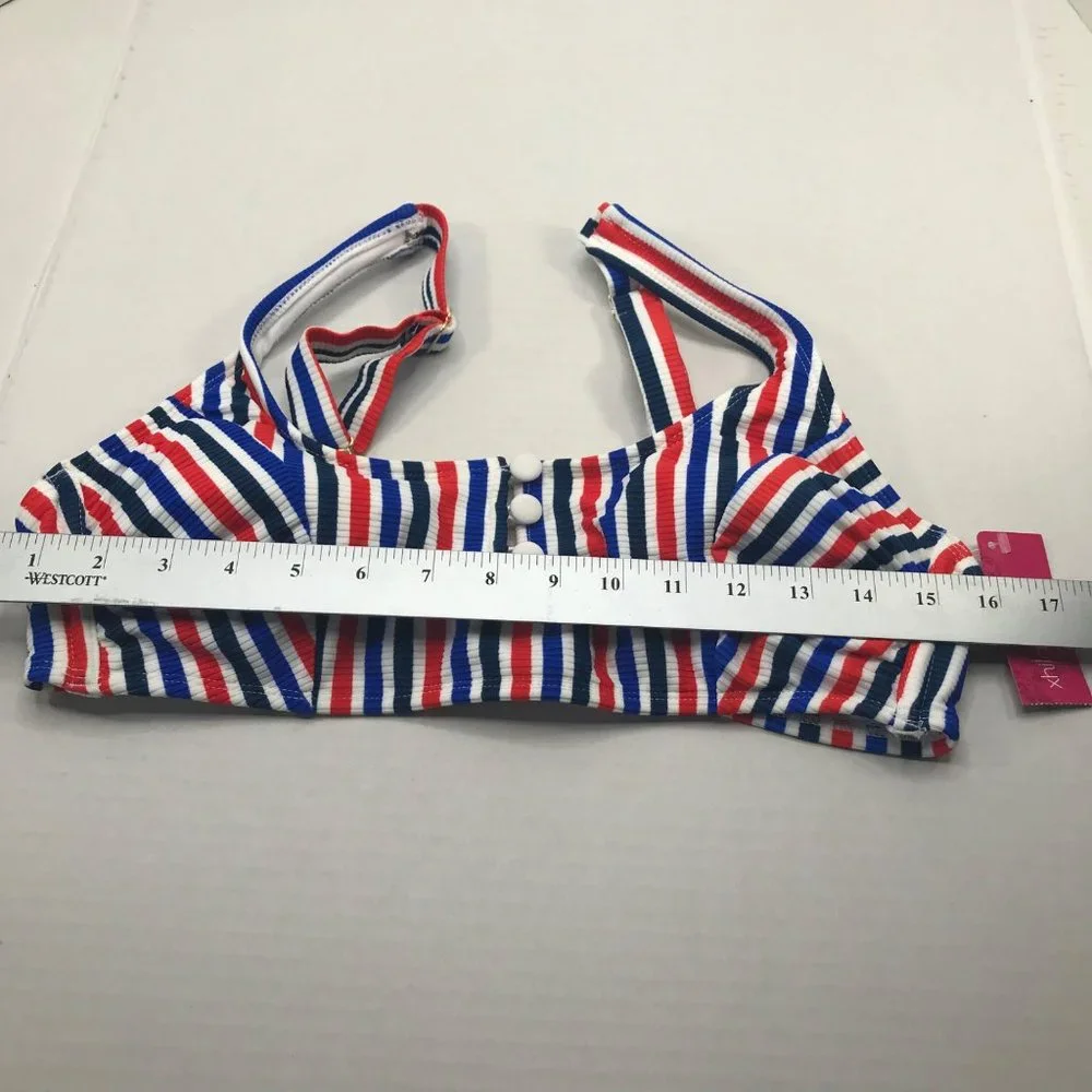 Xhilaration Junior's Size XL 12-14 Swim Top Red, White, Blue Stripe New